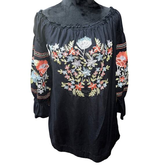 Free People Fleur Du Jour Mini Dress Floral Embroidered Pockets Boho Hippie Sz S - Picture 1 of 11